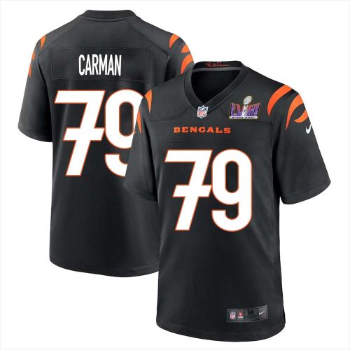 Jackson Carman 79 Cincinnati Bengals Super Bowl LVIII Men Home Limited Jersey - Black