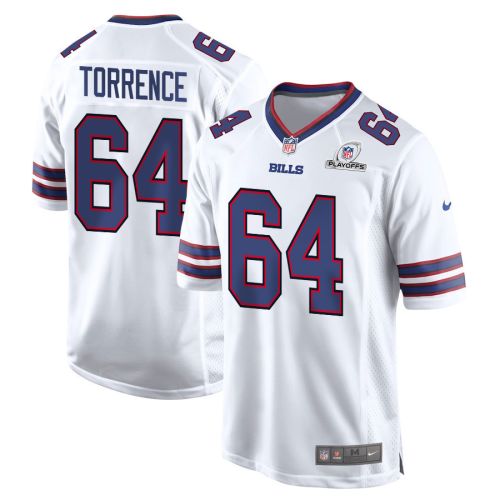 O'Cyrus Torrence 64 Buffalo Bills 2023 Playoffs Patch Game Men Jersey - White