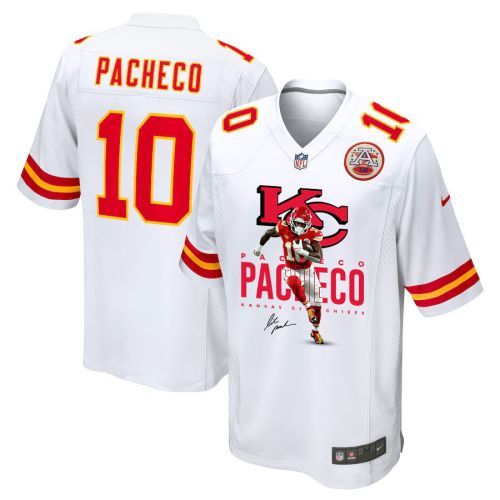 Isiah Pacheco 10 Kansas City Chiefs Signed Running Back Game Men Jersey - White