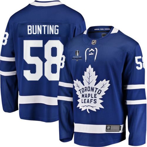 Michael Bunting 58 Toronto Maple Leafs Stanley Cup 2023 Playoffs Patch Home Breakaway Men Jersey - Blue