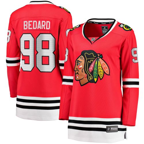 Connor Bedard 98 Chicago Blackhawks Women's 2023 NHL Draft Home Breakaway Jersey - Red