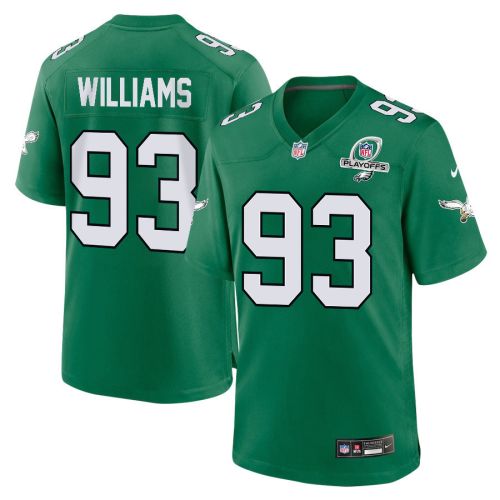 Milton Williams 93 Philadelphia Eagles 2023 Playoffs Patch Alternate Game Men Jersey - Kelly Green