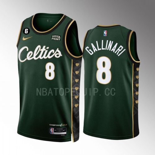 Danilo Gallinari 8 Boston Celtics 2022-23 City Edition Green Men Jersey Honor Bill Russell 11 Gold Diamonds