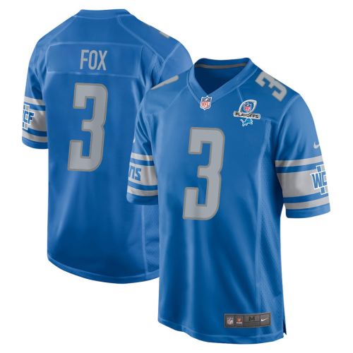 Jack Fox 3 Detroit Lions 2023 Playoffs Patch Game Men Jersey - Blue