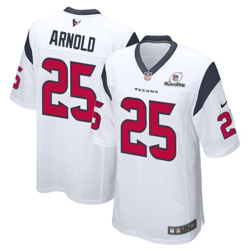 Grayland Arnold 25 Houston Texans 2023 Playoffs Patch Game Men Jersey - White