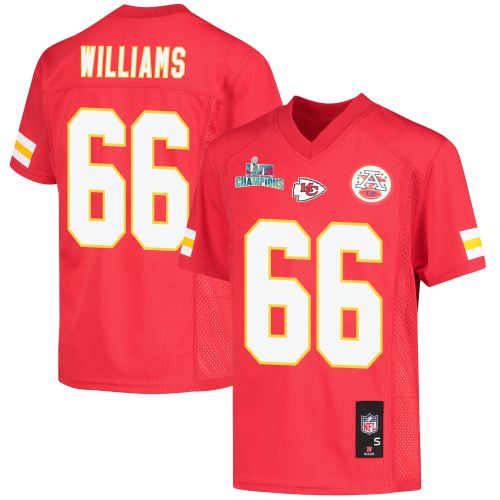 Brandon Williams 66 Kansas City Chiefs Super Bowl LVII Champions Youth Game Jersey - Red