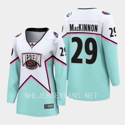 Nathan MacKinnon 29 Colorado Avalanche White 2023 All-Star Western Conference Jersey Women