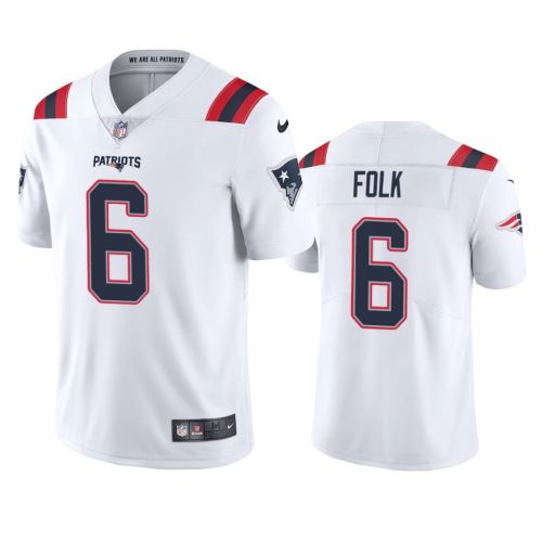 Patriots Nick Folk 6 Vapor Limited White Jersey