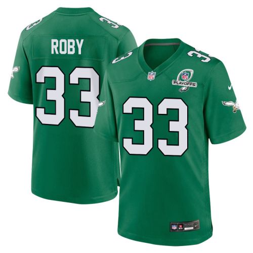 Bradley Roby 33 Philadelphia Eagles 2023 Playoffs Patch Alternate Game Men Jersey - Kelly Green