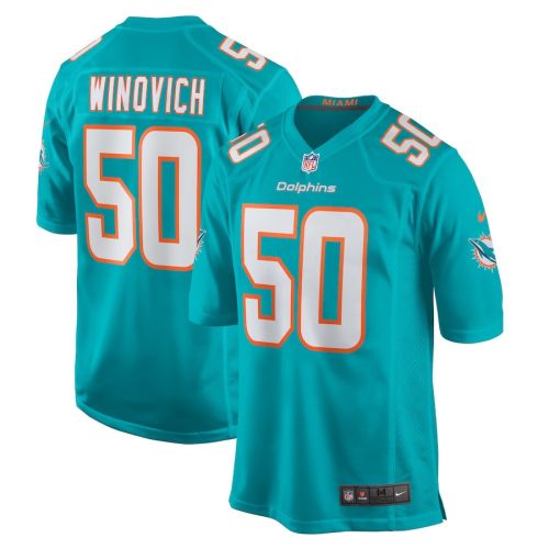 Chase Winovich 50 Miami Dolphins Men Team Game Jersey - Aqua