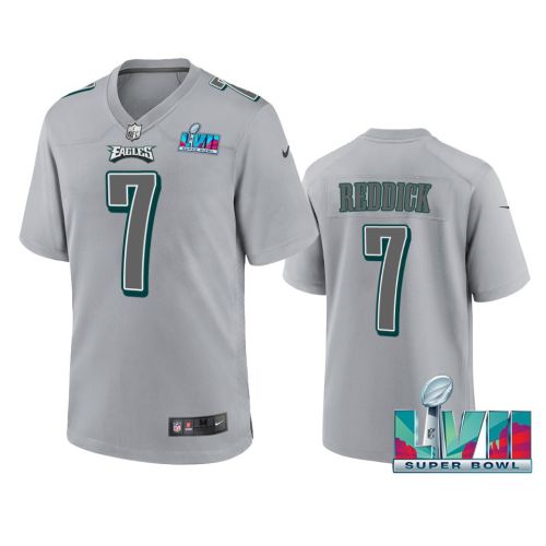 Haason Reddick 7 Philadelphia Eagles Super Bowl LVII Patch Atmosphere Fashion Game Jersey - Gray