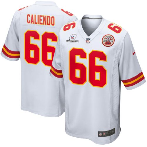 Mike Caliendo 66 Kansas City Chiefs 2024 Divisional Patch Game Men Jersey - White