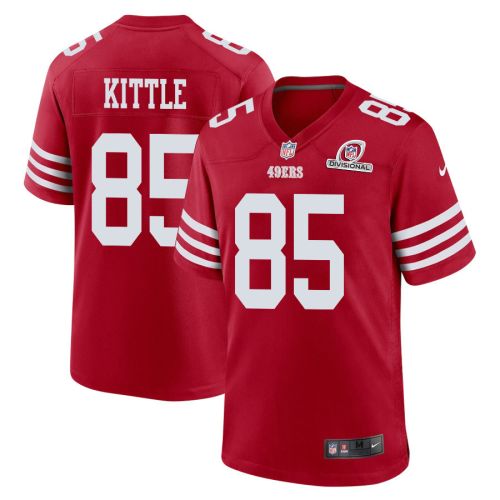 George Kittle 85 San Francisco 49ers 2024 Divisional Patch Game Men Jersey - Scarlet