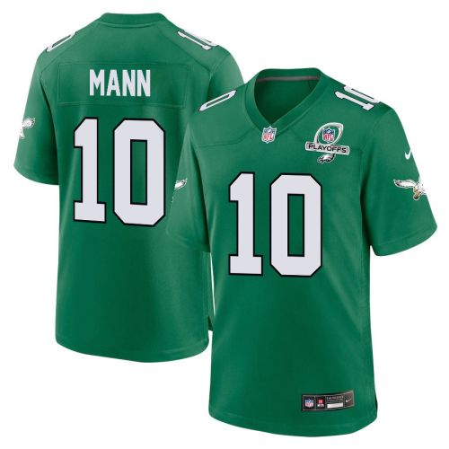 Braden Mann 10 Philadelphia Eagles 2023 Playoffs Patch Alternate Game Men Jersey - Kelly Green