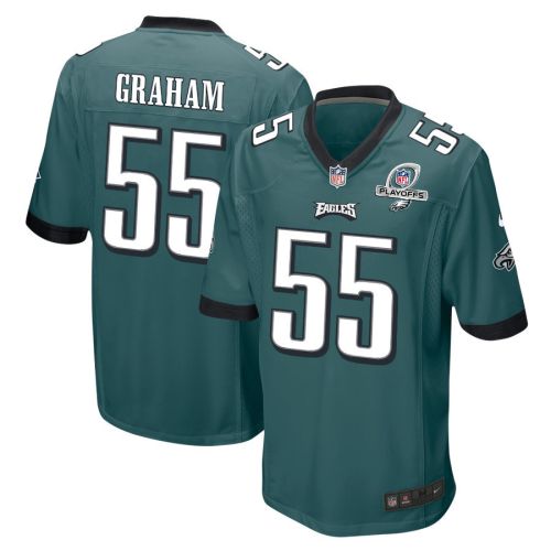 Brandon Graham 55 Philadelphia Eagles 2023 Playoffs Patch Game Men Jersey - Midnight Green