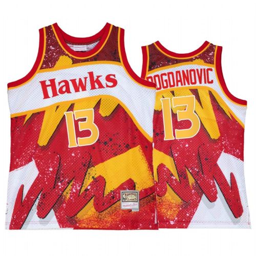 Bogdan Bogdanovic 13 Atlanta Hawks Hyper Hoop Red Jersey Throwback 80s