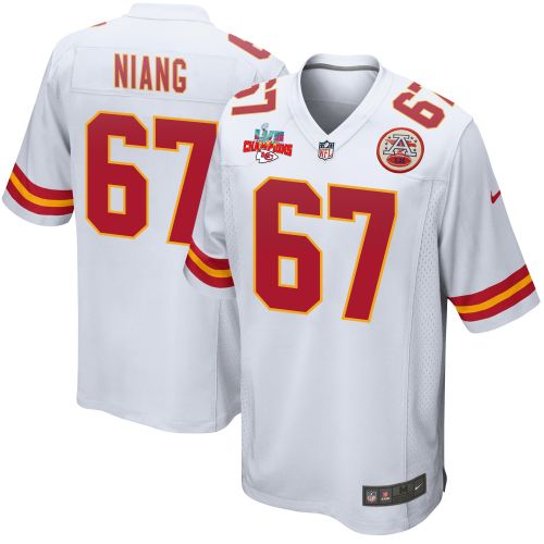 Lucas Niang 67 Kansas City Chiefs Super Bowl LVII Champions 3 Stars Men Game Jersey - White