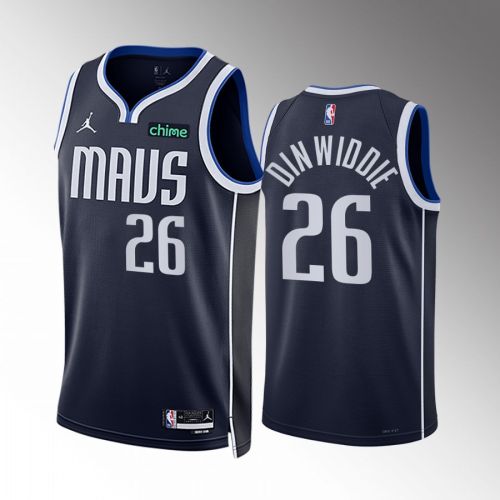 Dallas Mavericks Spencer Dinwiddie 26 2022-23 Statement Edition Navy Jersey Swingman