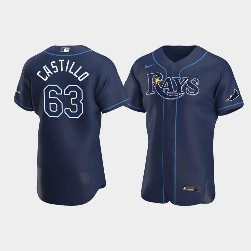 Men's Tampa Bay Rays 63 Diego Castillo Navy Alternate Jersey Jersey