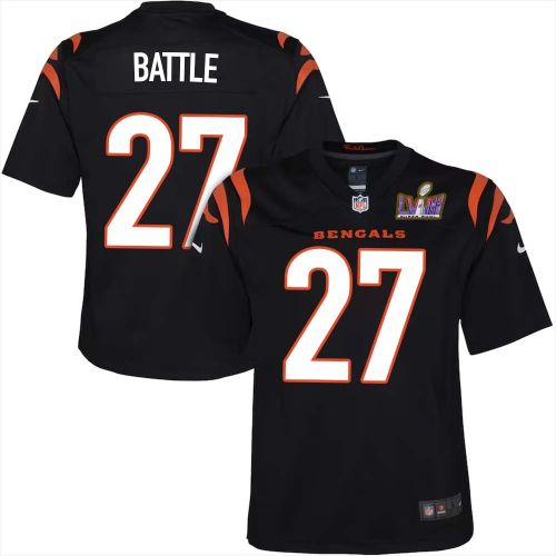 Jordan Battle 27 Cincinnati Bengals Super Bowl LVIII YOUTH Home Limited Jersey - Black