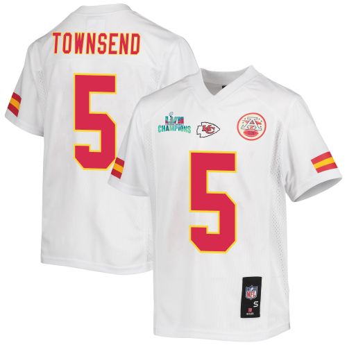 Tommy Townsend 5 Kansas City Chiefs Super Bowl LVII Champions Youth Game Jersey - White