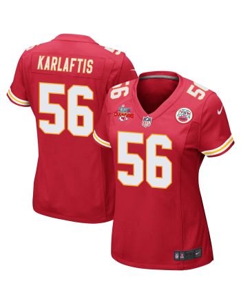 George Karlaftis 56 Kansas City Chiefs Super Bowl LVII Champions 3 Stars Women Game Jersey - Red