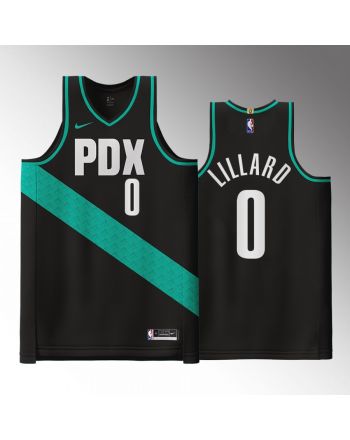 Portland Trail Blazers Damian Lillard 0 2022-23 City Edition Black Men Jersey