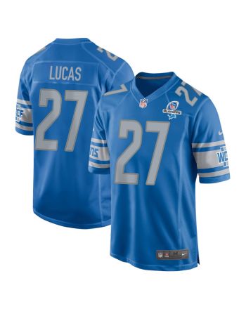 Chase Lucas 27 Detroit Lions 2023 Playoffs Patch Game Men Jersey - Blue