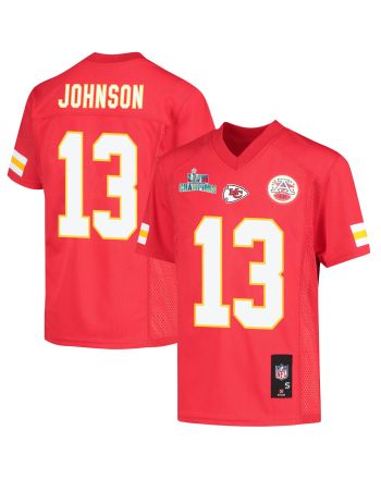 Nazeeh Johnson 13 Kansas City Chiefs Super Bowl LVII Champions Youth Game Jersey - Red