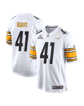 Jalen Elliott 41 Pittsburgh Steelers 2023 Playoffs Patch Game Men Jersey - White