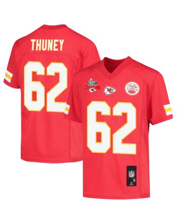 Joe Thuney 62 Kansas City Chiefs Super Bowl LVII Champions 3 Stars Youth Game Jersey - Red