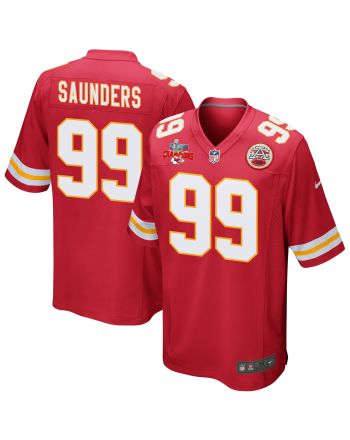 Khalen Saunders 99 Kansas City Chiefs Super Bowl LVII Champions 3 Stars Men Game Jersey - Red