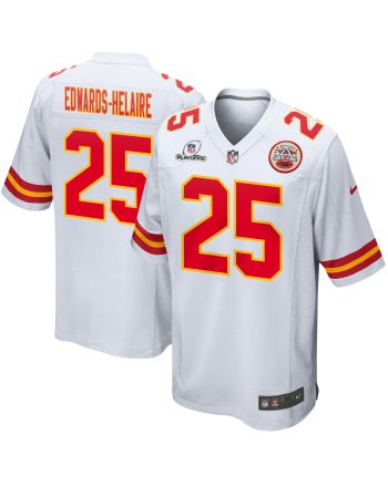 Clyde Edwards-Helaire 25 Kansas City Chiefs 2023 Playoffs Patch Game Men Jersey - White