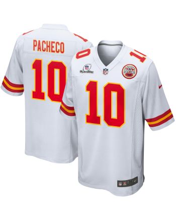 Isiah Pacheco 10 Kansas City Chiefs 2023 Playoffs Patch Game Men Jersey - White