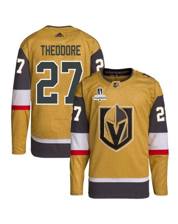 Shea Theodore 27 Vegas Golden Knights Stanley Cup 2023 Champions Patch Home Breakaway Men Jersey - Gold