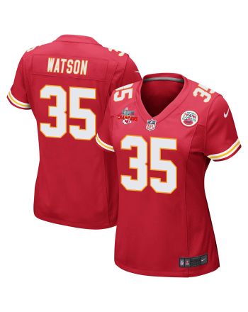 Jaylen Watson 35 Kansas City Chiefs Super Bowl LVII Champions 3 Stars Women Game Jersey - Red