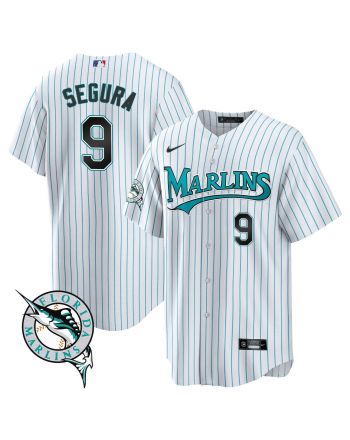 Jean Segura 9 Miami Marlins Throwback Cool Base Men Jersey - White