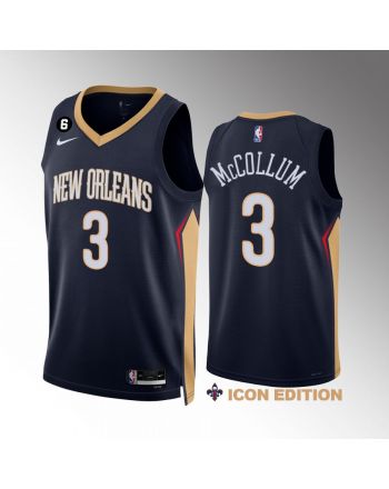 C.J. McCollum 3 New Orleans Pelicans Navy Jersey 2022-23 Icon Edition NO.6 Patch