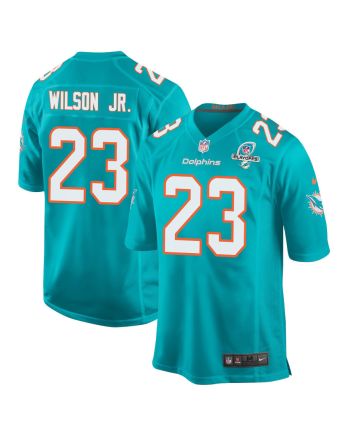 Jeff Wilson Jr.� 23 Miami Dolphins 2023 Playoffs Patch Game Men Jersey - Aqua