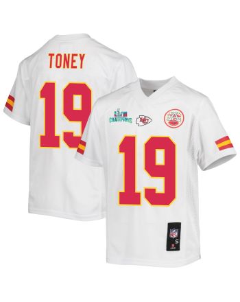 Kadarius Toney 19 Kansas City Chiefs Super Bowl LVII Champions Youth Game Jersey - White