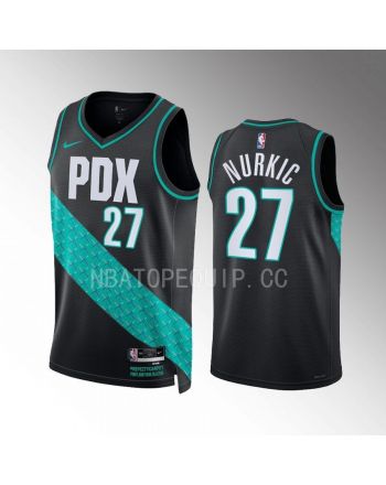 Portland Trail Blazers Jusuf Nurkic 27 2022-23 City Edition Black Jersey Swingman