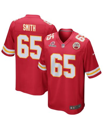 Trey Smith 65 Kansas City Chiefs 2023 Playoffs Patch Game Men Jersey - Red