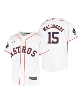 Youth Houston Astros Martin Maldonado 15 White 2022-23 World Series Jersey