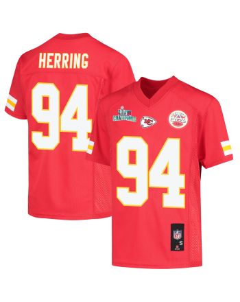 Malik Herring 94 Kansas City Chiefs Super Bowl LVII Champions Youth Game Jersey - Red