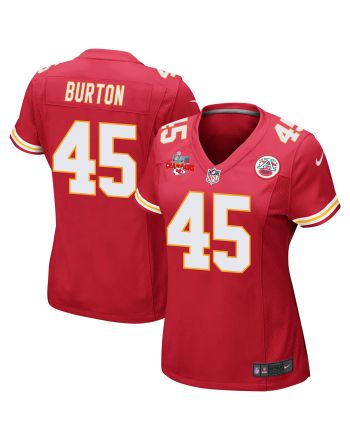 Michael Burton 45 Kansas City Chiefs Super Bowl LVII Champions 3 Stars Women Game Jersey - Red