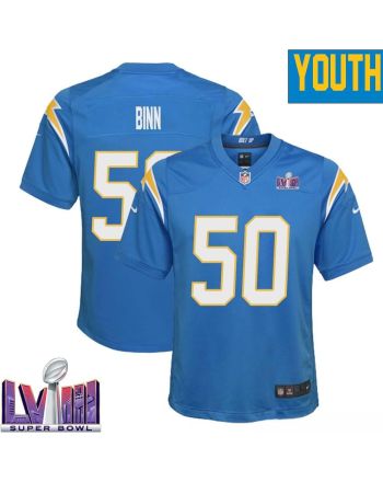 David Binn 50 Los Angeles Chargers Super Bowl LVIII YOUTH Home Game Jersey - Powder Blue