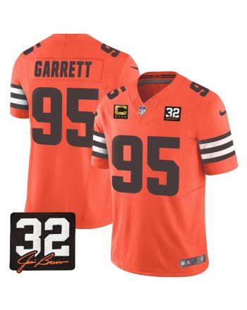 Myles Garrett 95 Cleveland Browns Jim Brown Memorial Patch Game Men Jersey - Orange