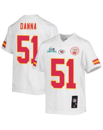 Mike Danna 51 Kansas City Chiefs Super Bowl LVII Champions Youth Game Jersey - White