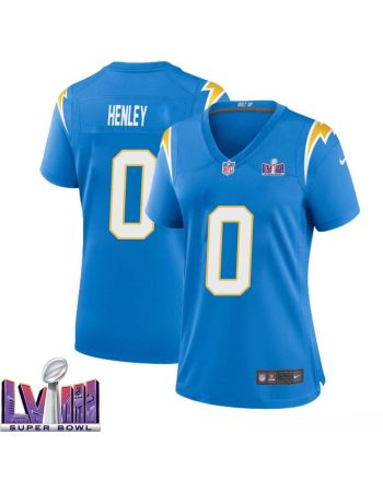 Daiyan Henley 0 Los Angeles Chargers Super Bowl LVIII Women Home Game Jersey - Powder Blue