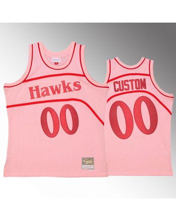 Atlanta Hawks Custom 00 Pink Space Knit Men Jersey Hardwood Classics